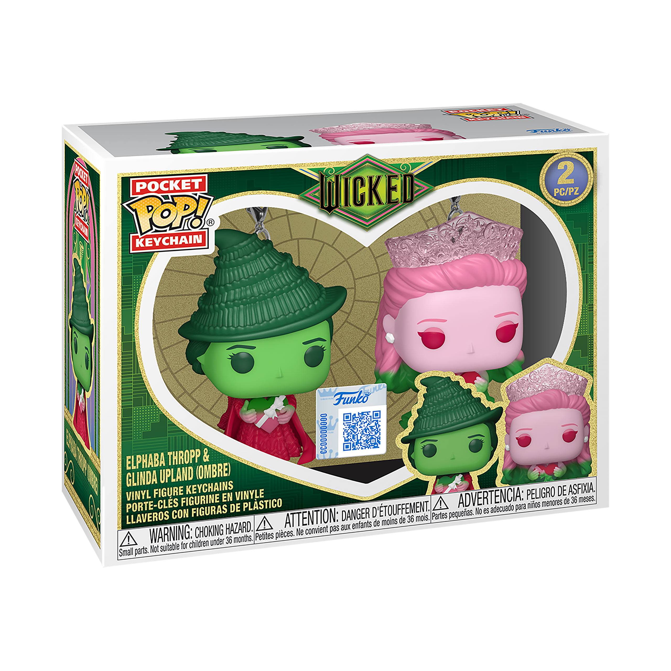 Wicked - Glinda und Elphaba (Ombre) Funko Pop Schlüsselanhänger 2er Set - Funko