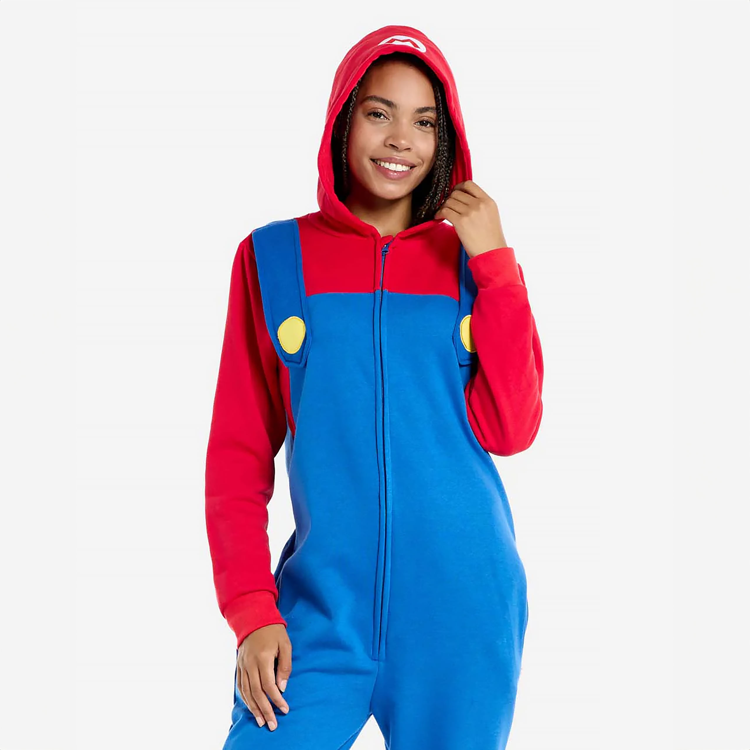 Super Mario - Tuta intera per adulti - XL - Blu,Rosso