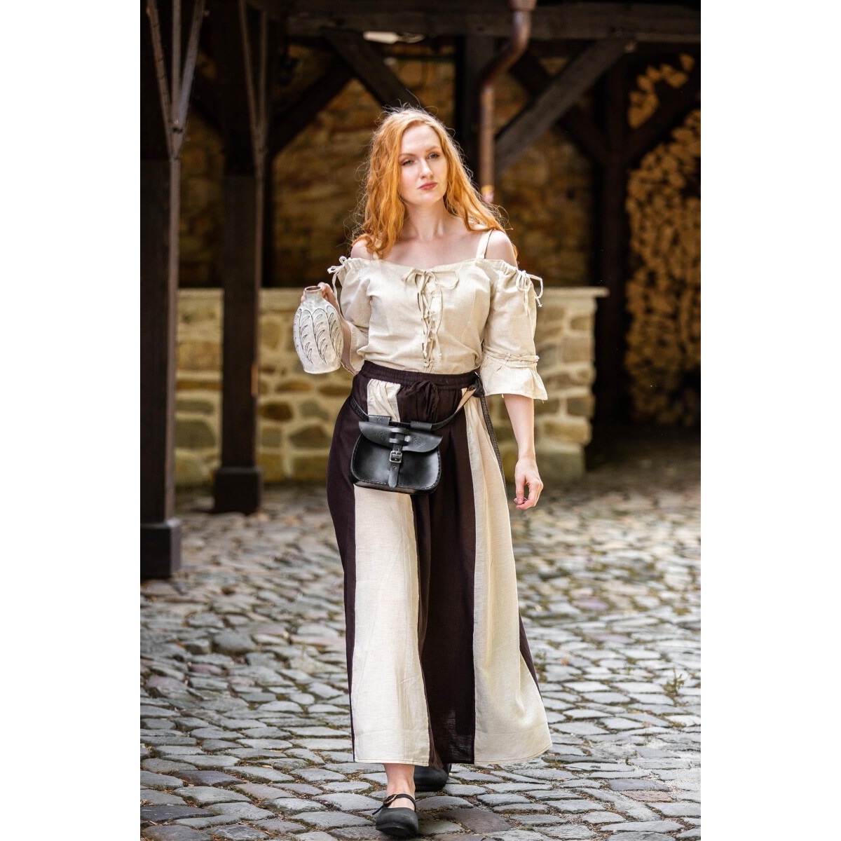 Blusa medieval de tirantes Prina beige - S - Beige - Leonardo Carbone