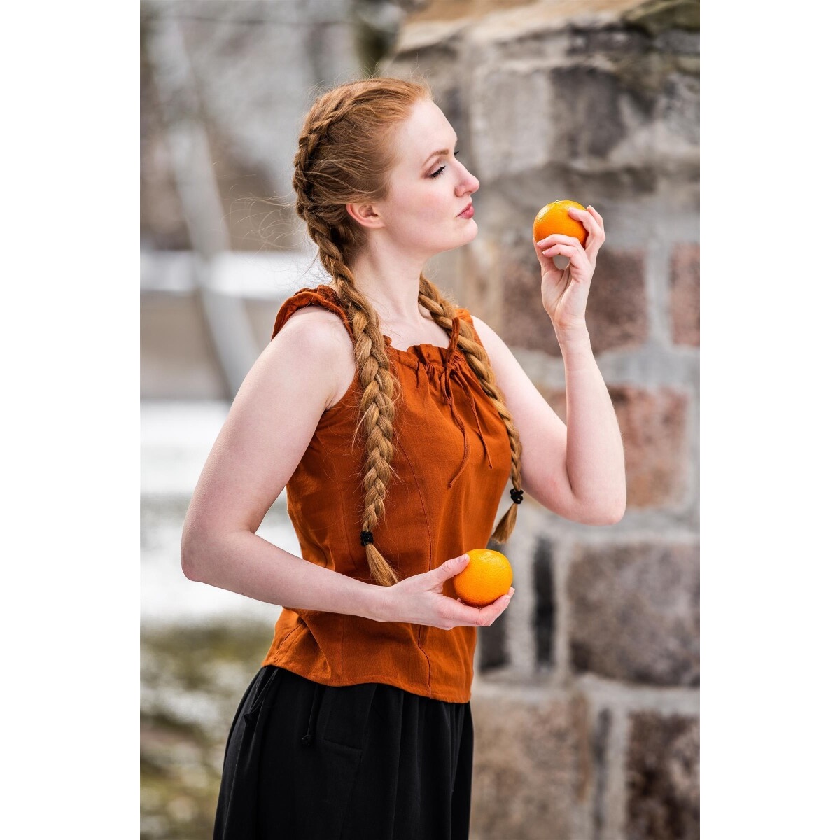 Medieval Summer Blouse Adele Sleeveless Red - XS - Red - Leonardo Carbone