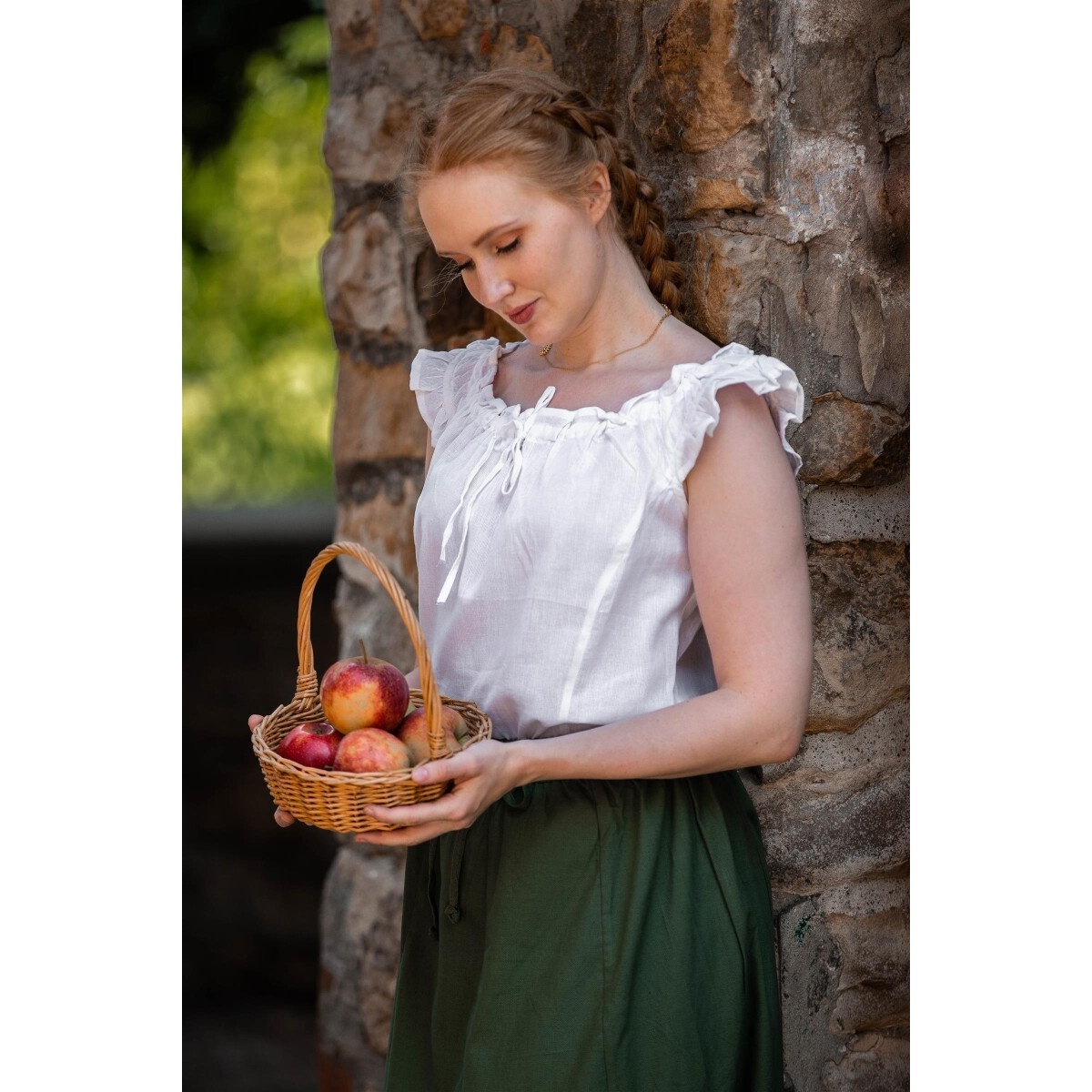 Blusa veraniega medieval Lotte con volantes blanca - XS - Blanco - Leonardo Carbone
