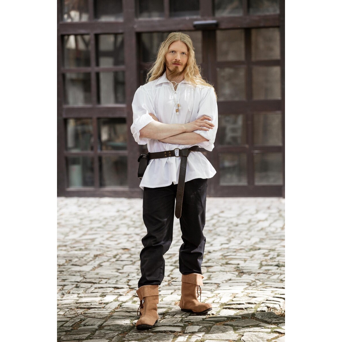 Medieval Lace-Up Shirt Arthur white - XXL - White - Leonardo Carbone