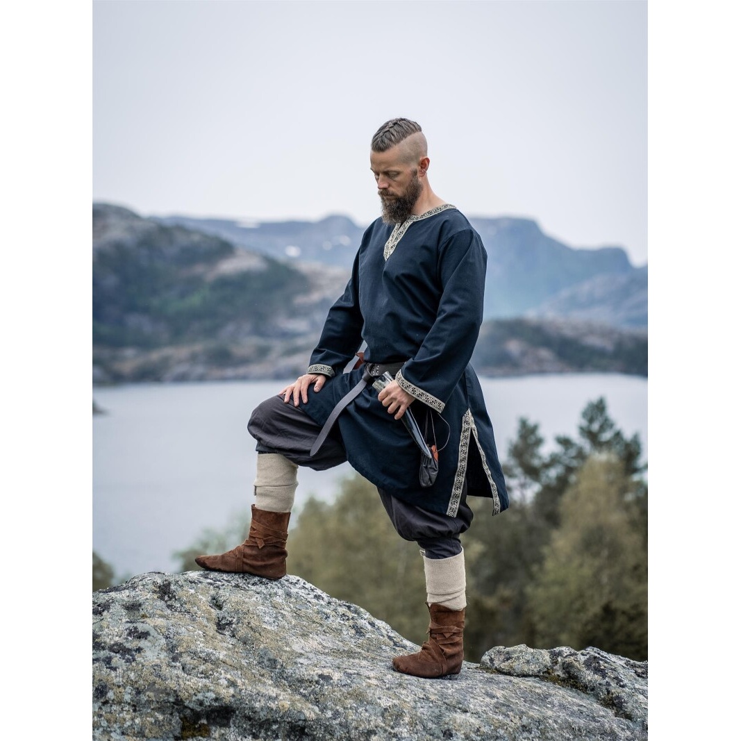 Medieval Tunic with Trim Halvor Black - XXXL - _ - Leonardo Carbone