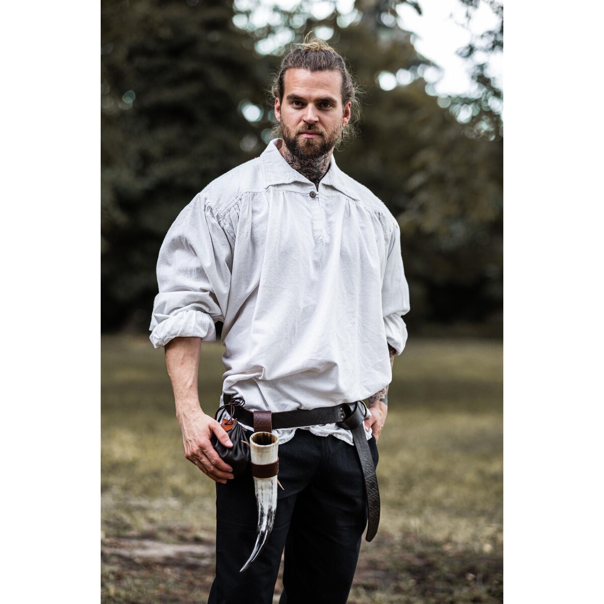 Middeleeuws overhemd James wit - M - _ - Leonardo Carbone