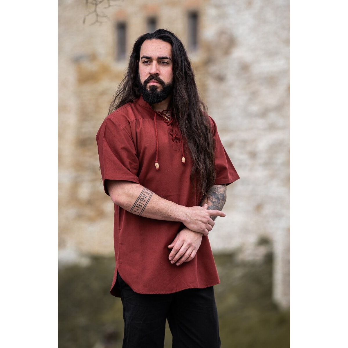 Medieval Shirt Erik Short Sleeve red - M - _ - Leonardo Carbone
