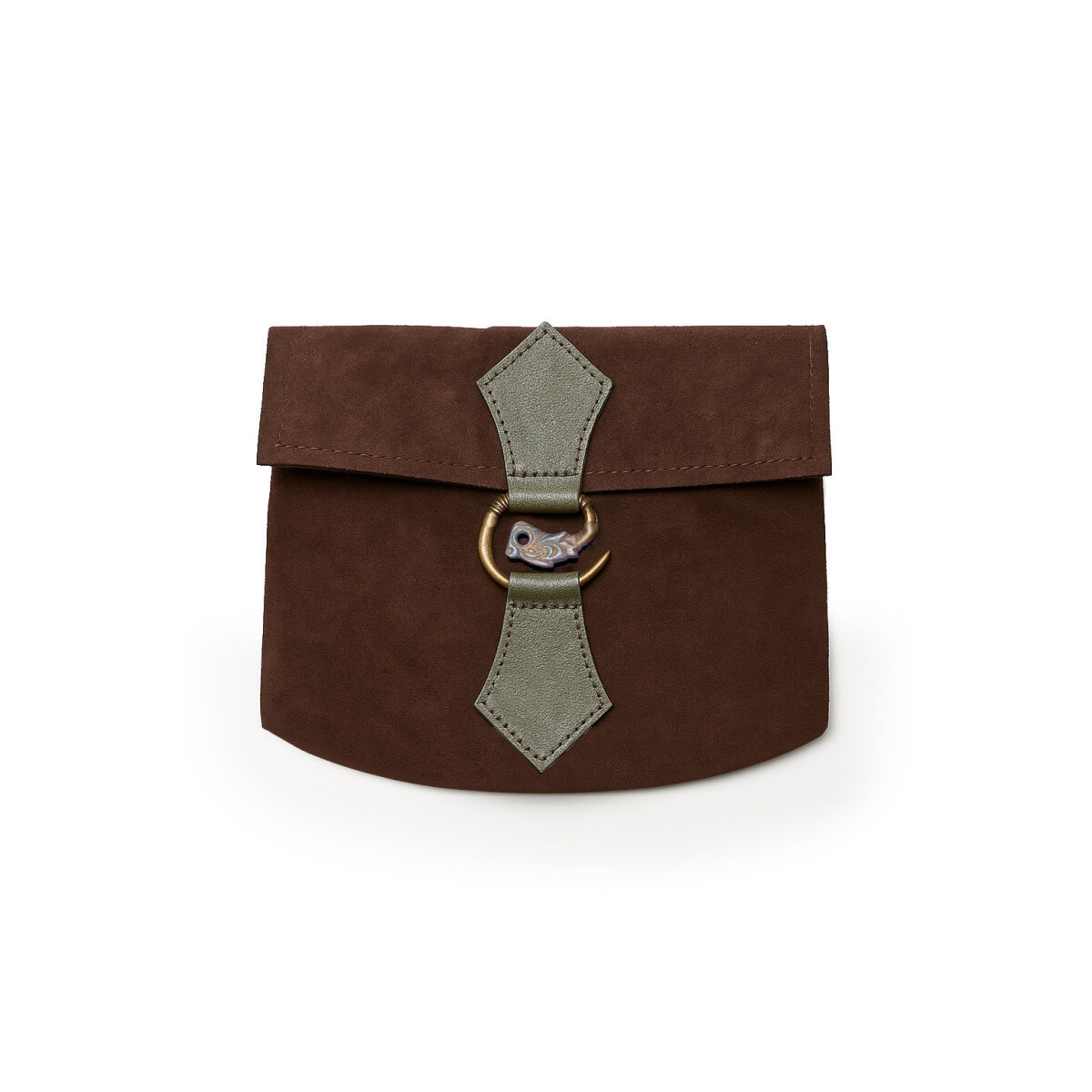 Medieval Leather Belt Pouch Will with Dragon Clasp - Brown - Leonardo Carbone