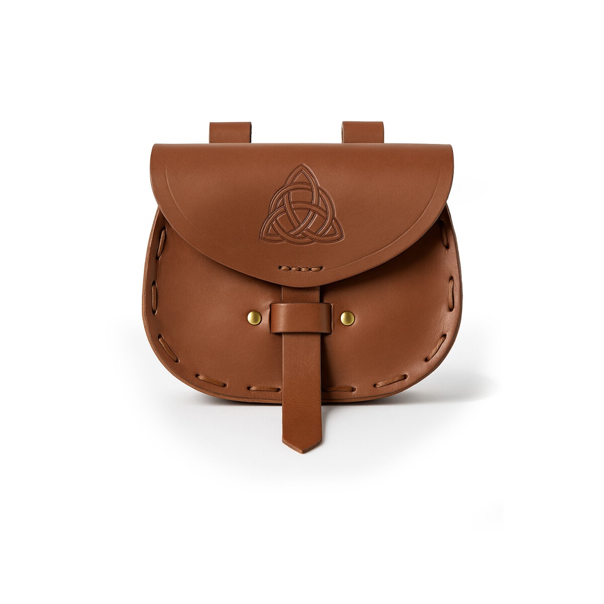 Medieval Leather Belt Pouch Erin with Celtic Embossing - Brown - Leonardo Carbone