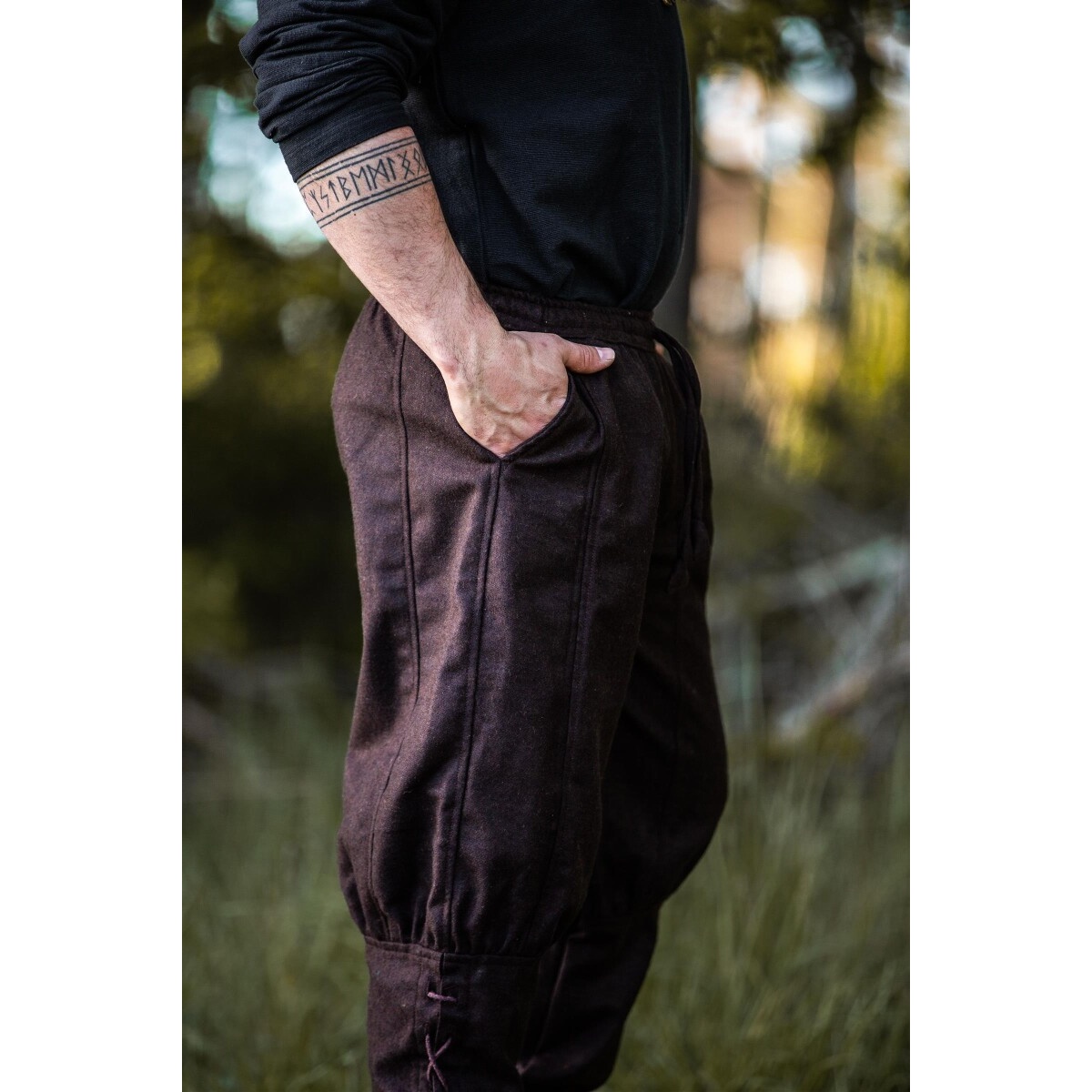 Pantalon médiéval en laine Jorgen marron - S - _ - Leonardo Carbone