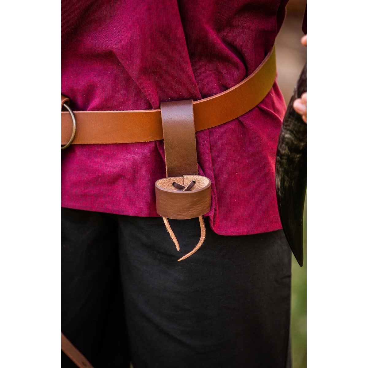 Soporte para cuerno medieval de cuero - Negro - Leonardo Carbone