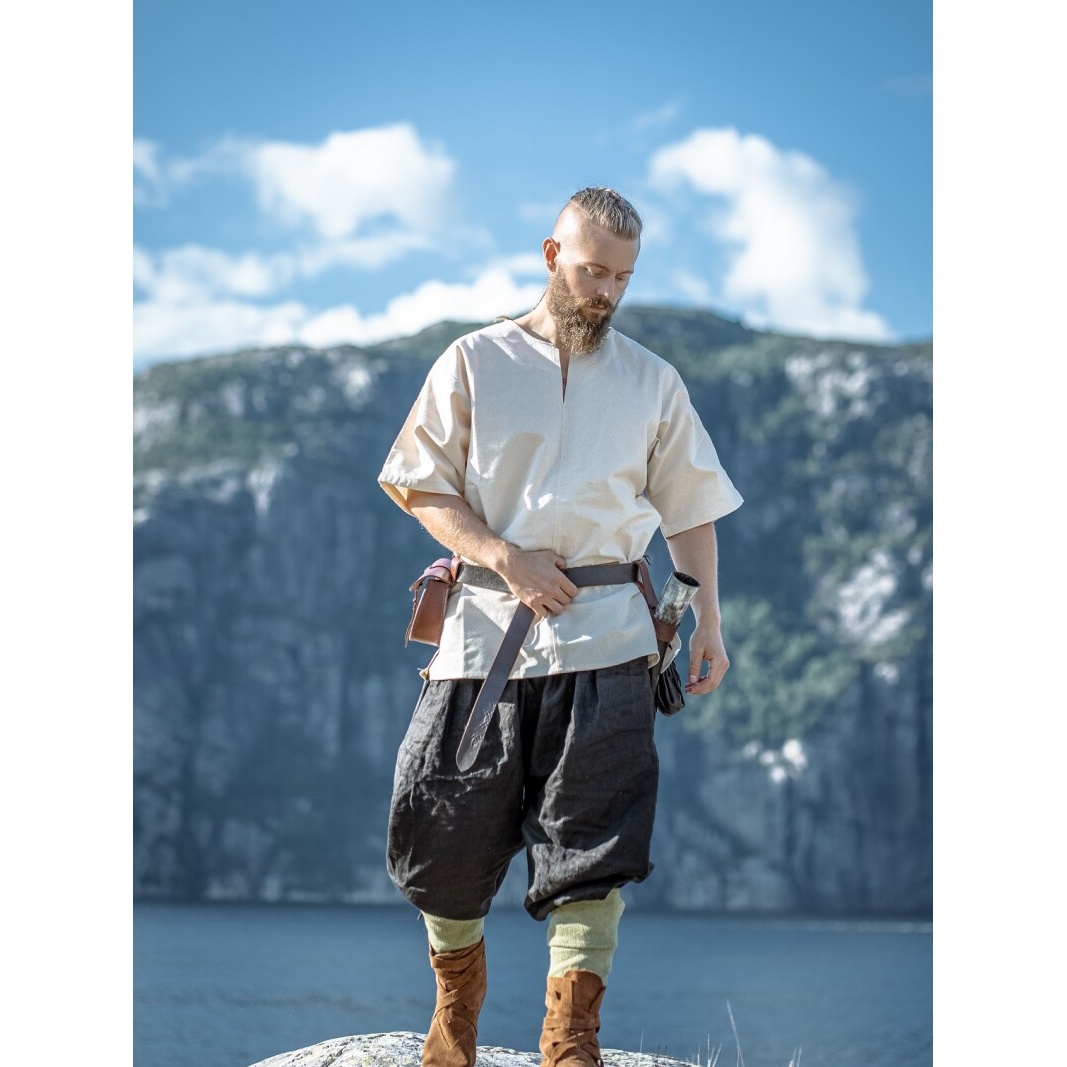 Tunique médiévale à manches courtes Olaf beige - M - _ - Leonardo Carbone