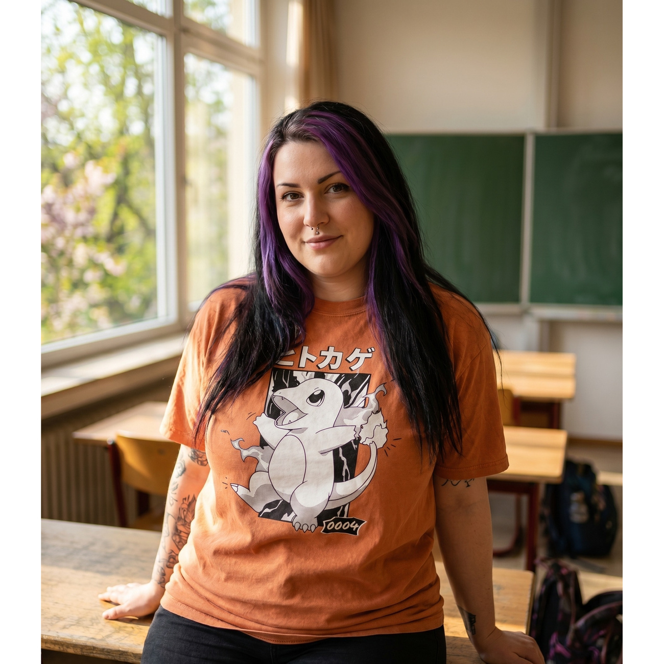 Pokémon - Camiseta vintage Charmander Katakana - XL - Naranja
