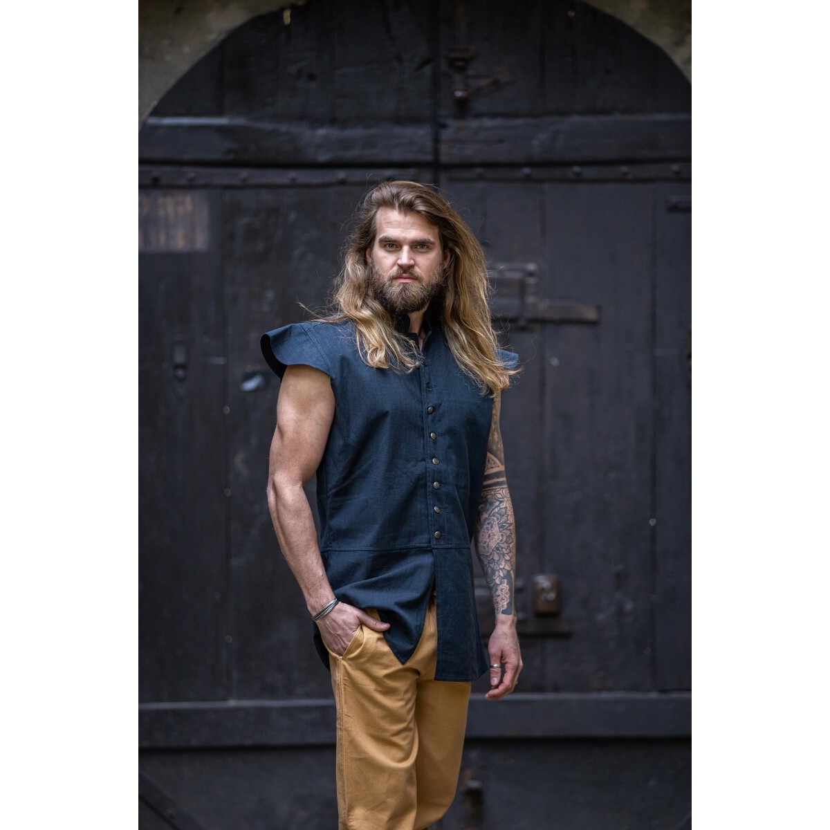 Pourpoint classique médiéval Charles bleu - XXXL - _ - Leonardo Carbone