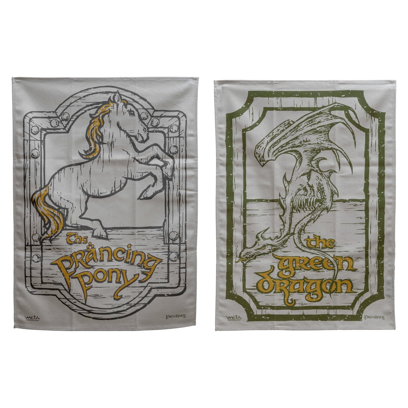 The Lord of the Rings - Green Dragon and Prancing Pony Tea Towel Set of 2 - Weta Workshop