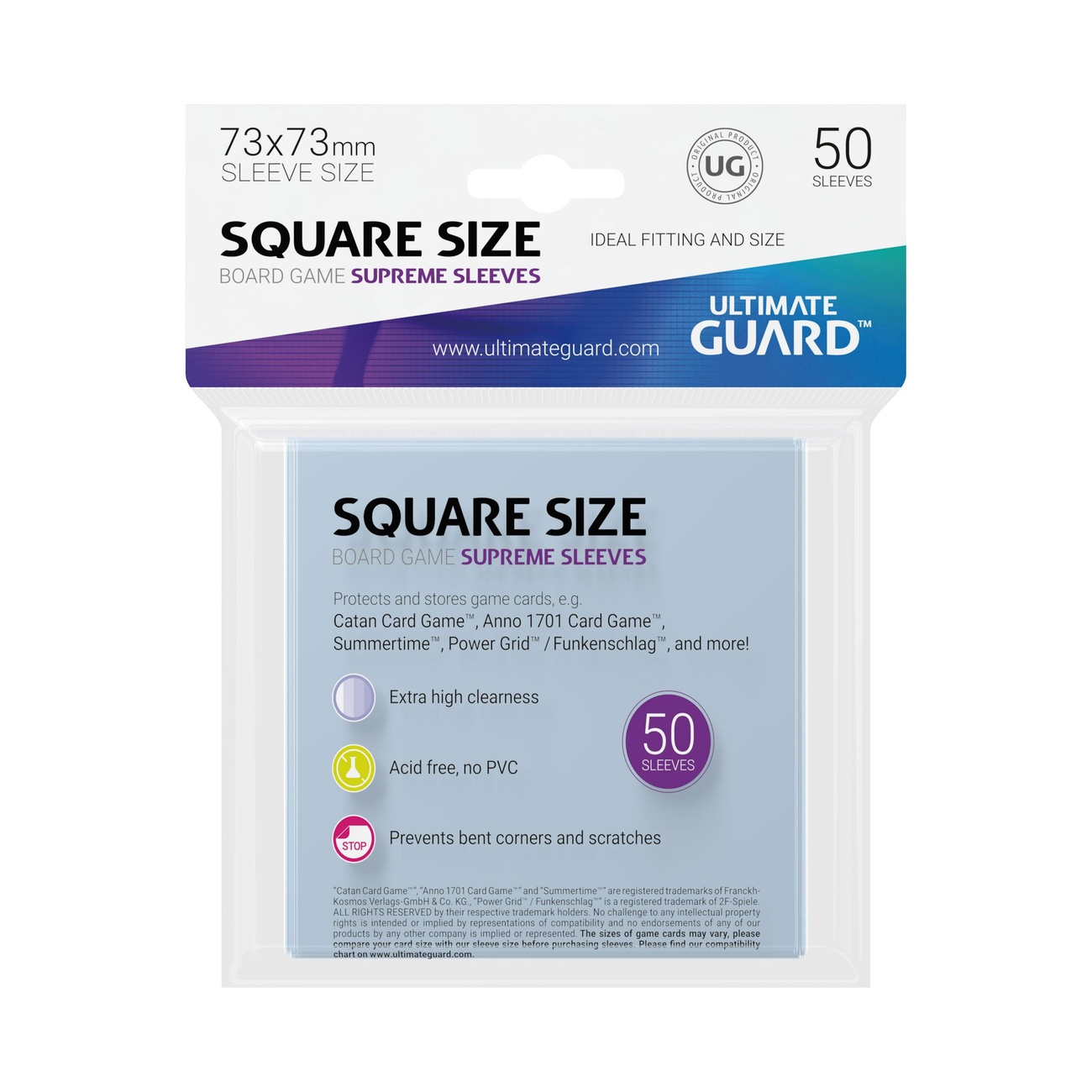Ultimate Guard Supreme Sleeves for Square Board Game Cards (50) - Ultimate Guard