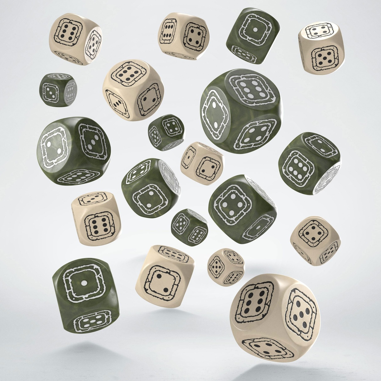 Fortress Compact Set de dados D6 Beige & Olive (20) - Good Smile Company