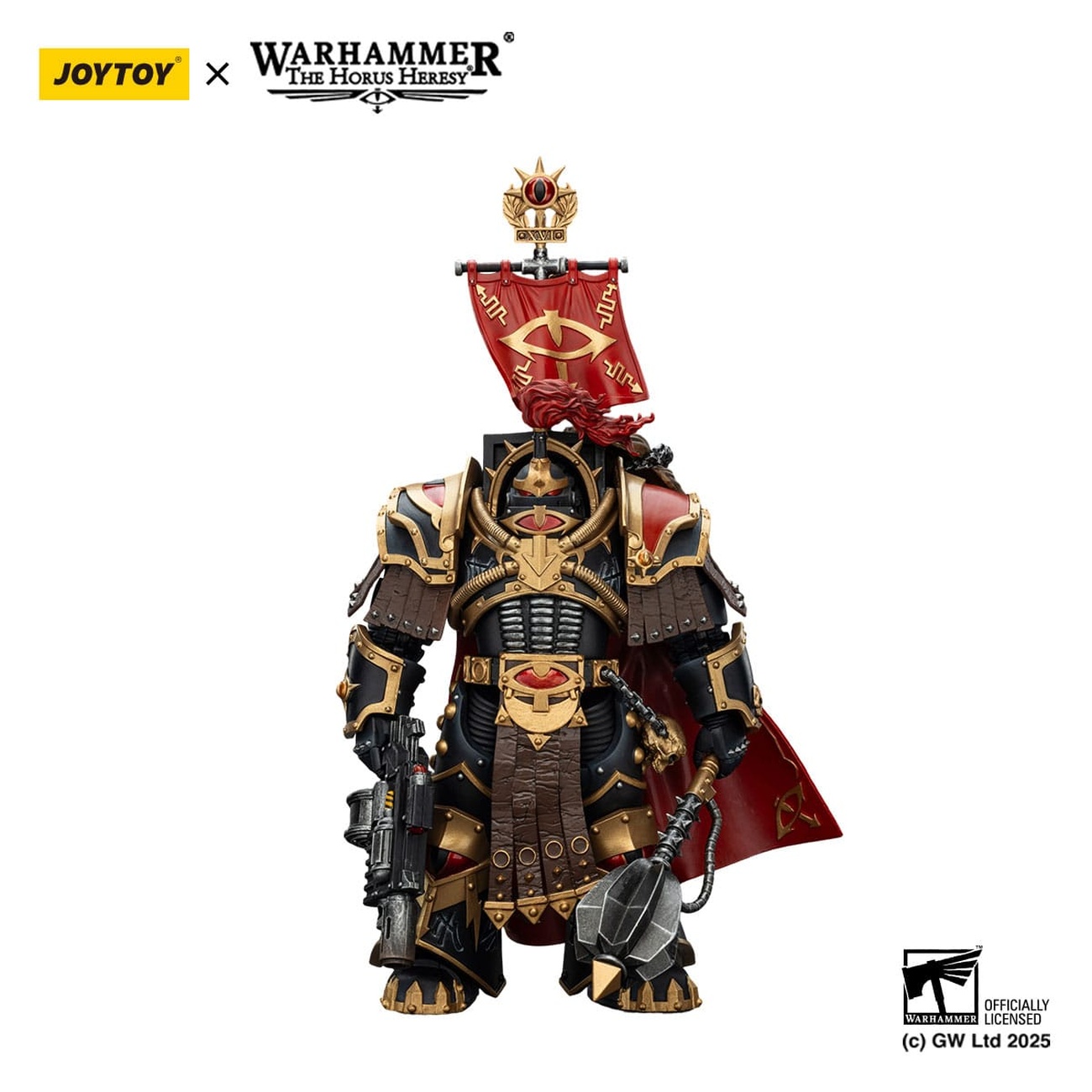 Warhammer 40,000: Figura de acción Sons of Horus Legión Cataphractii Praetor con Combi-Melta y Power Maul 14 cm - JOYTOY