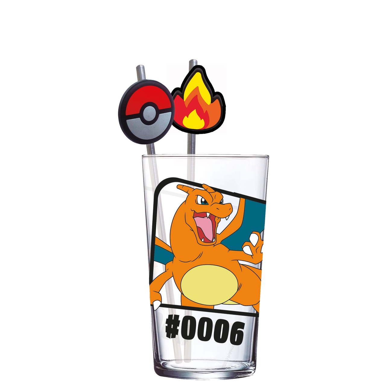 Tumbler in vetro Pokémon con cannucce Charizard 480 ml - mb1061